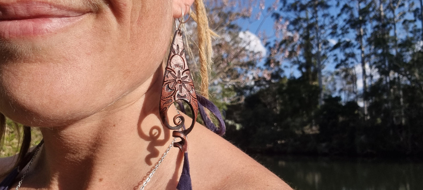 Tribal leather earrings