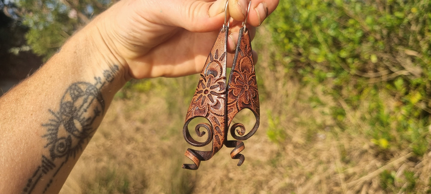 Tribal leather earrings