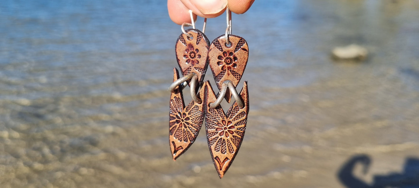 Tribal leather earrings