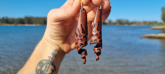 Tribal leather earrings