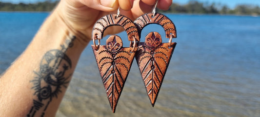 Tribal leather earrings