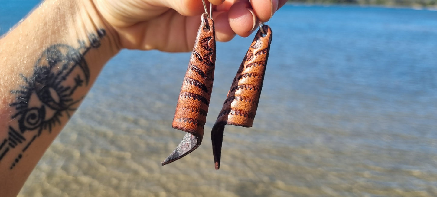 Tribal leather earrings