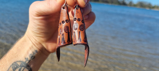 Tribal leather earrings