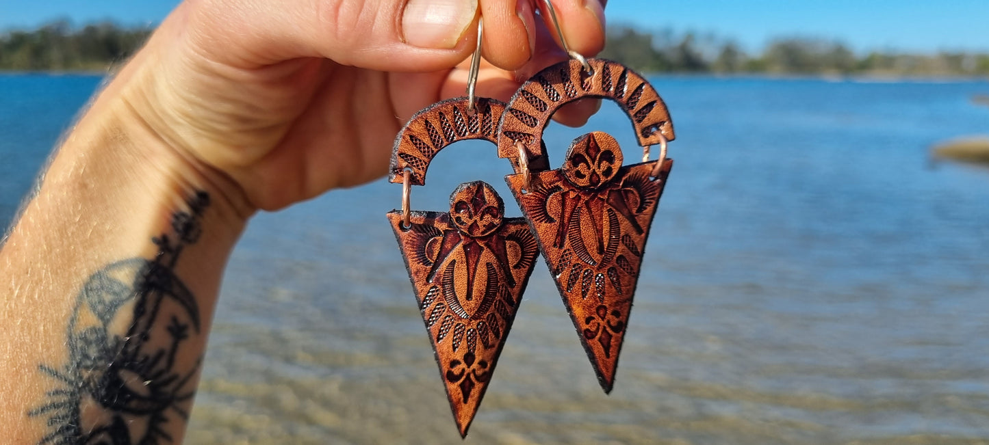 Tribal leather earrings