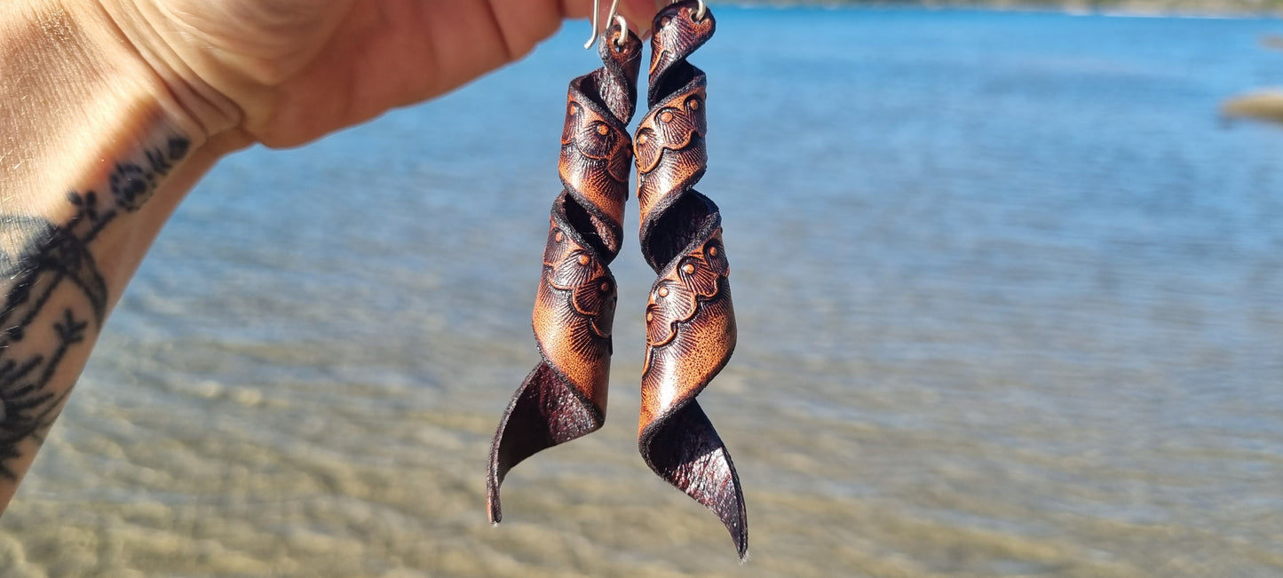 Tribal leather earrings