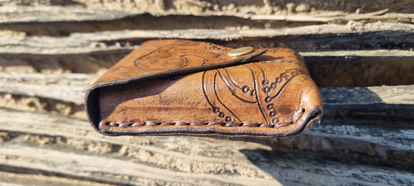 Carved octopus card holder