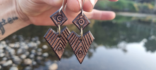 Tribal leather earrings