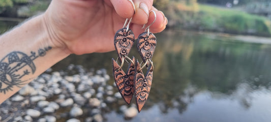 Tribal leather earrings