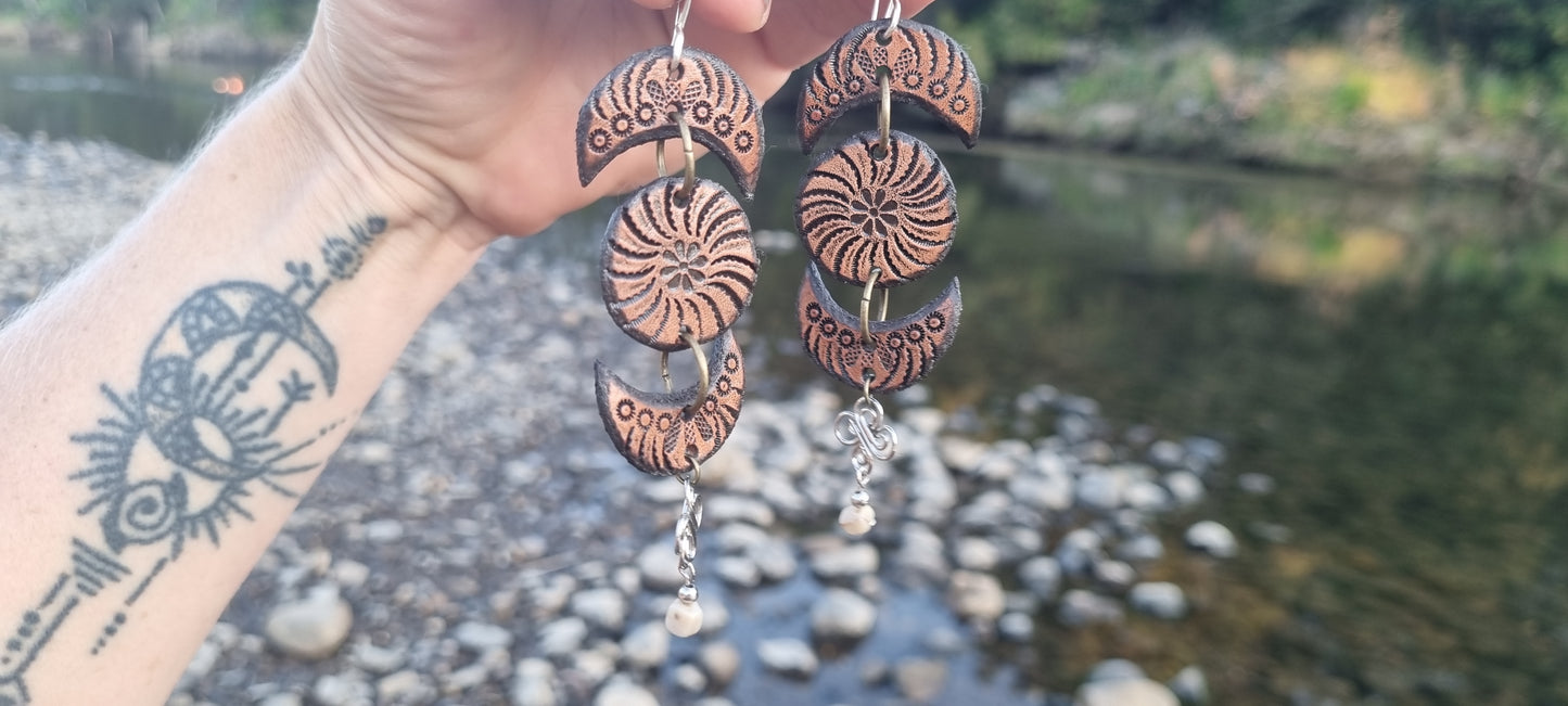 Tribal leather earrings