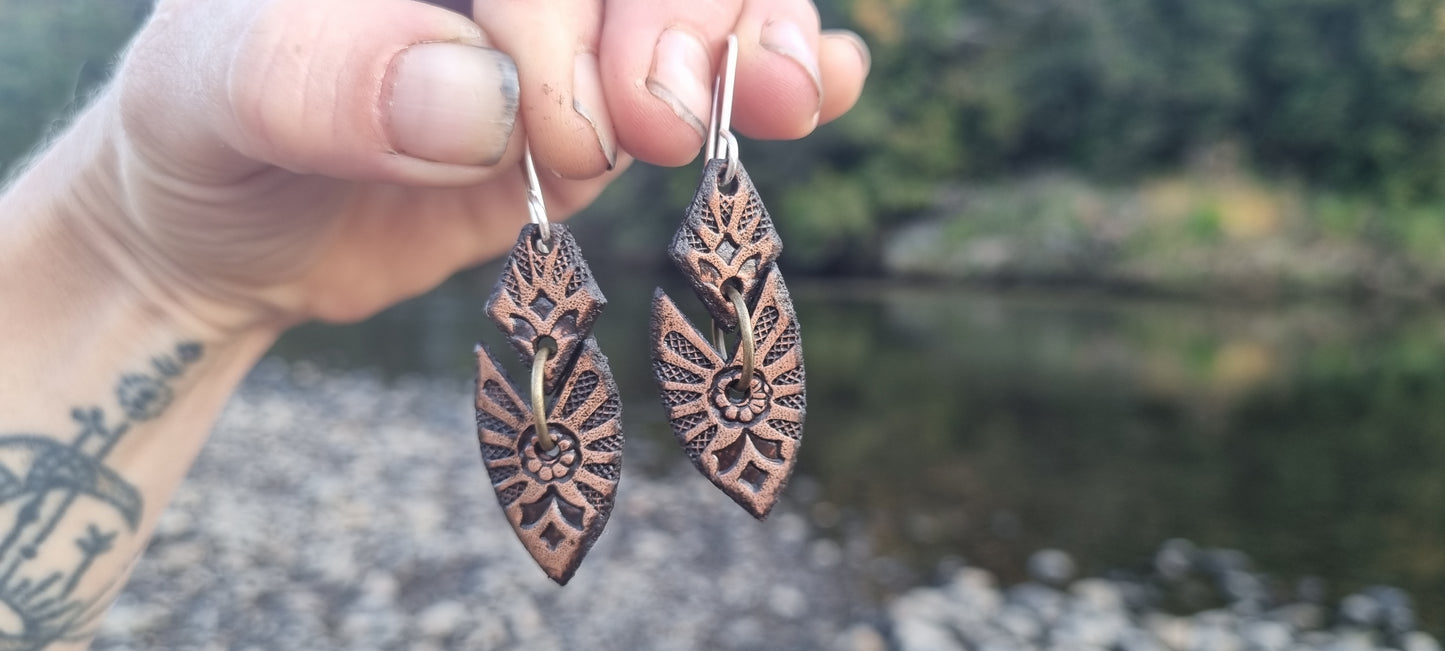 Tribal leather earrings