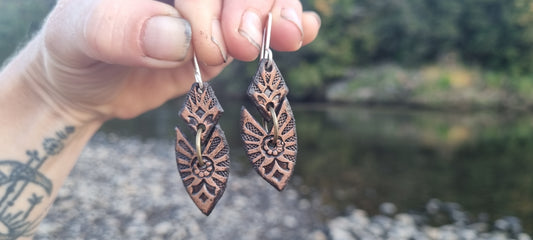 Tribal leather earrings