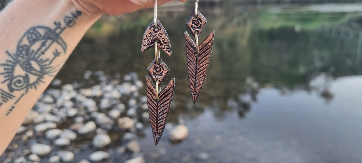 Tribal leather earrings