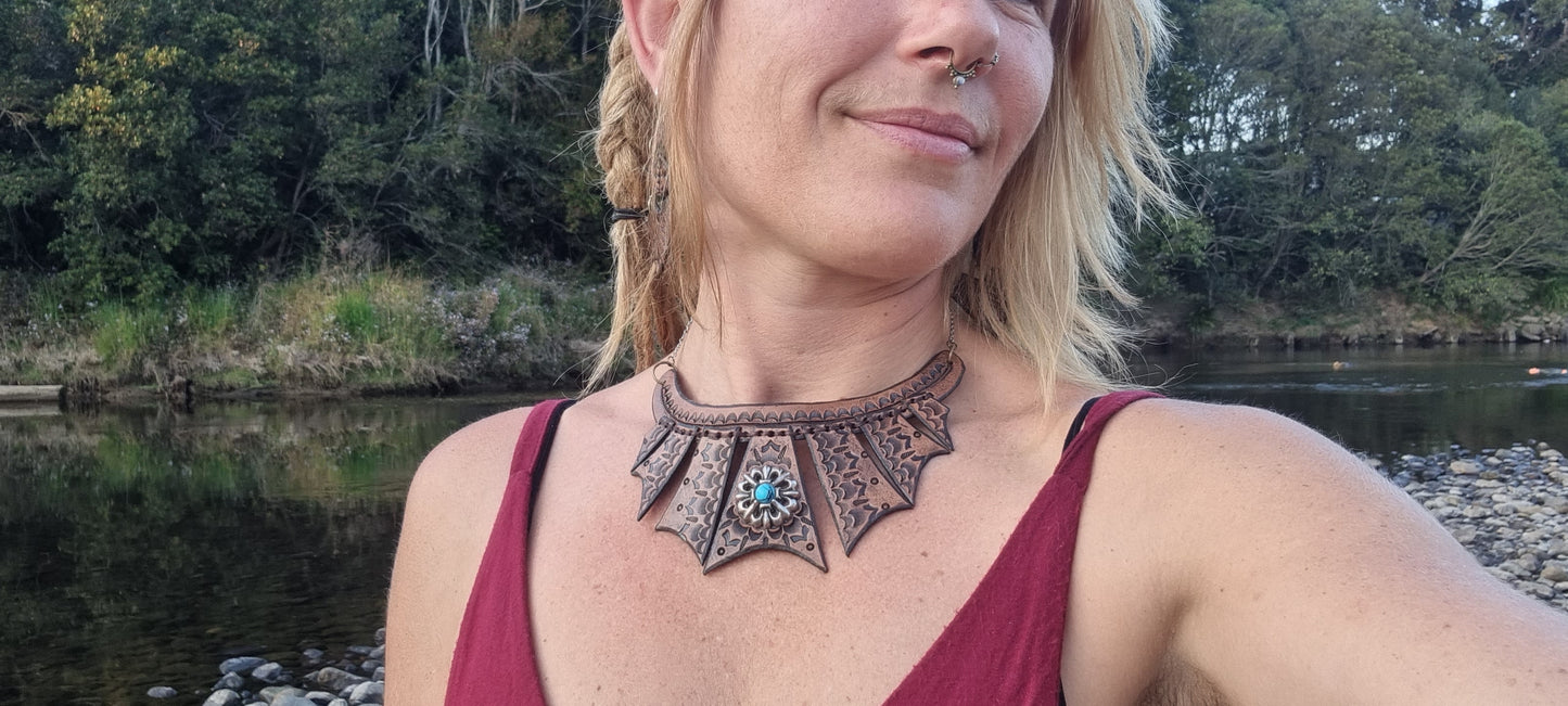 Tribal leather choker/ necklace