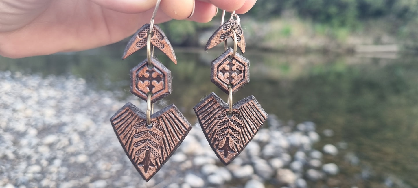 Tribal leather earrings