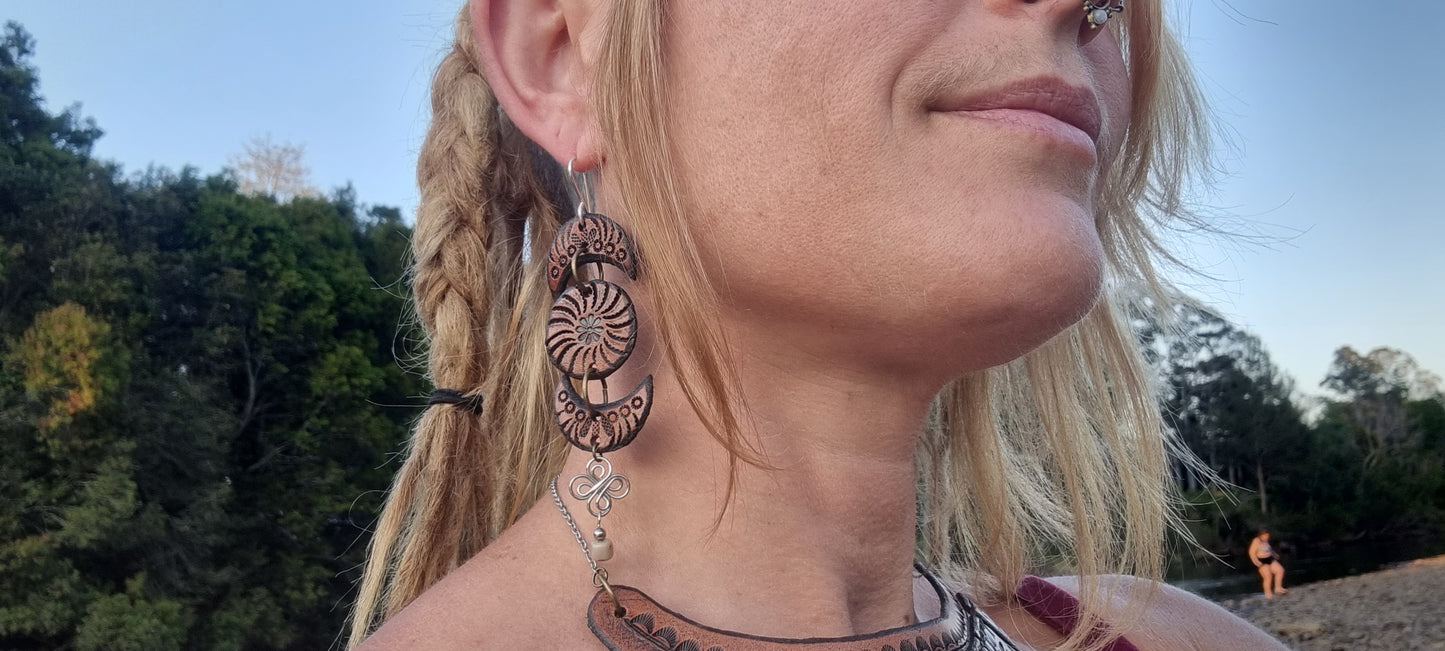 Tribal leather earrings