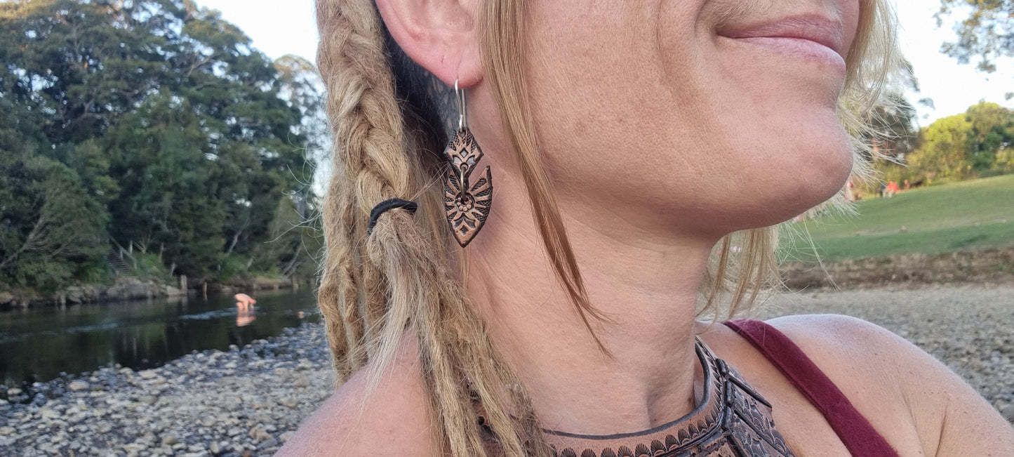 Tribal leather earrings