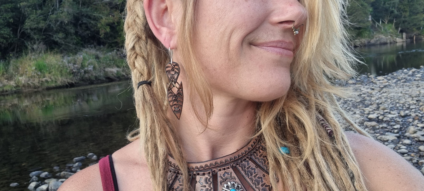 Tribal leather earrings