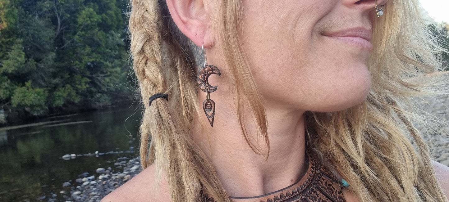 Tribal leather earrings