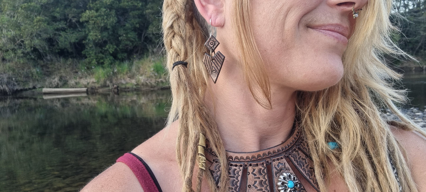 Tribal leather earrings