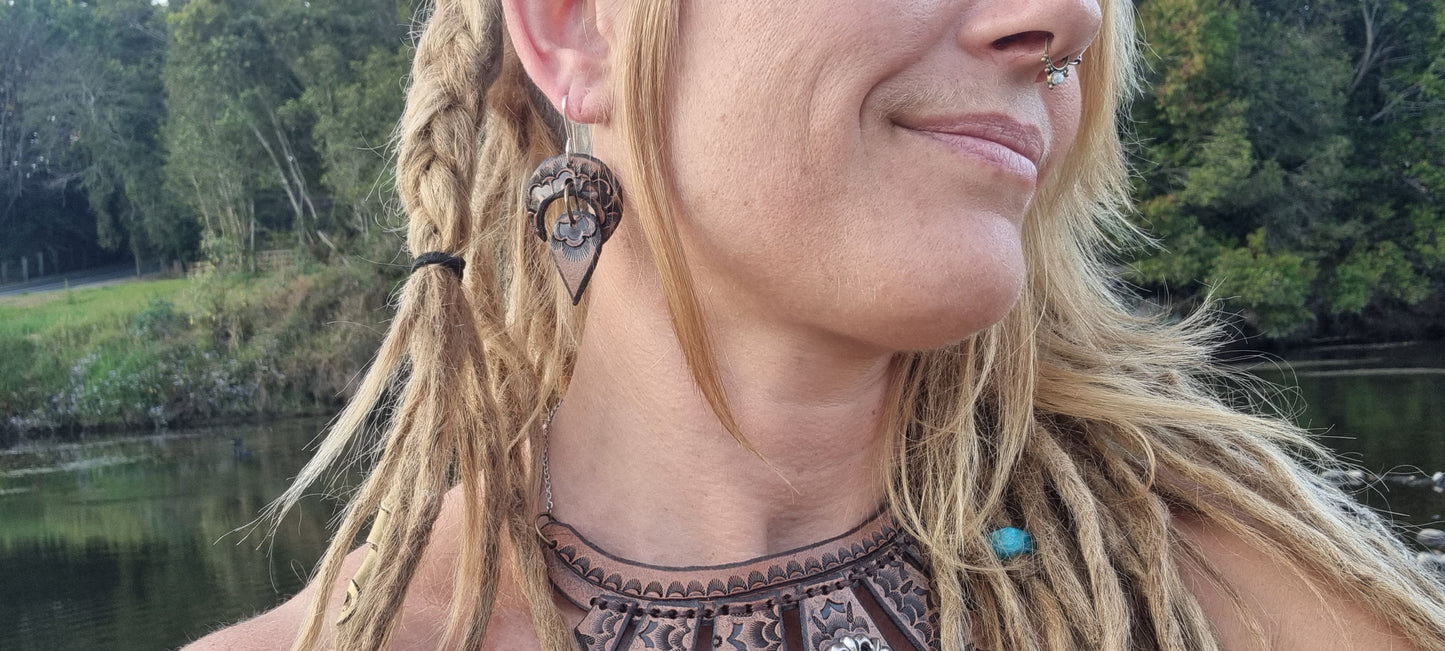 Tribal leather earrings