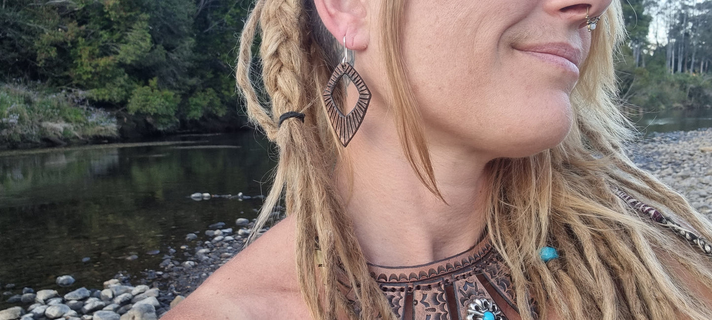 Tribal leather earrings