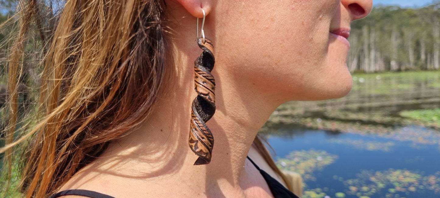 Tribal leather earrings