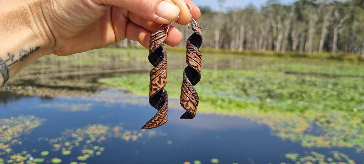 Tribal leather earrings