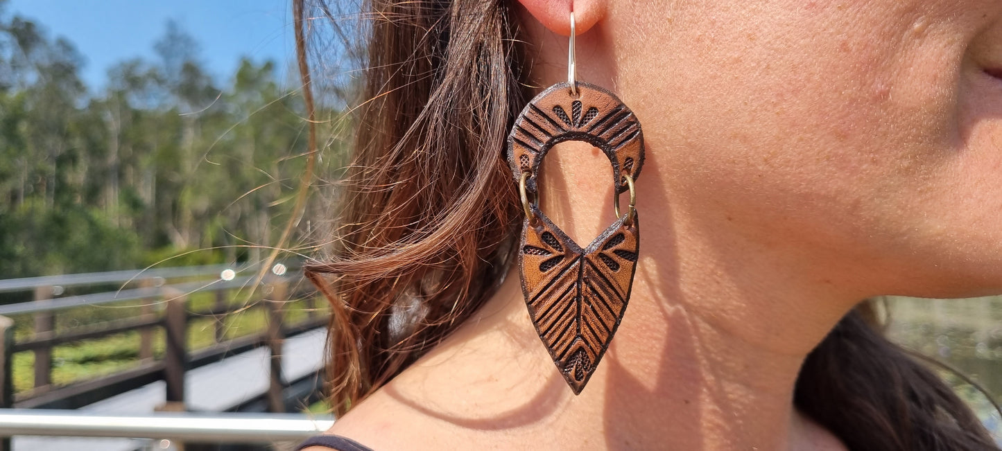 Tribal leather earrings