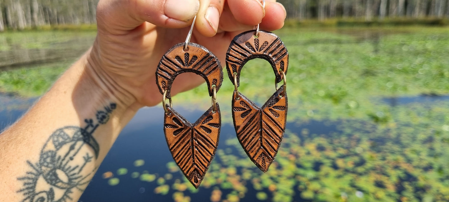 Tribal leather earrings