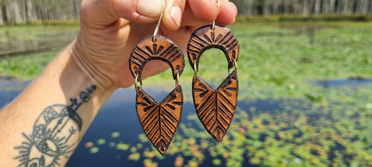 Tribal leather earrings