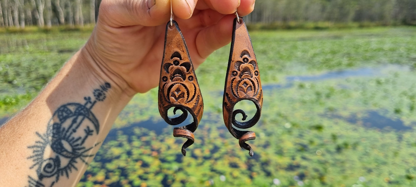 Tribal leather earrings