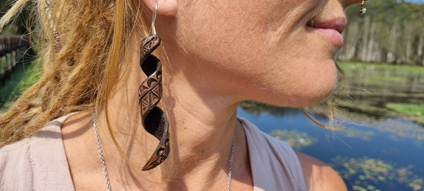 Tribal leather earrings