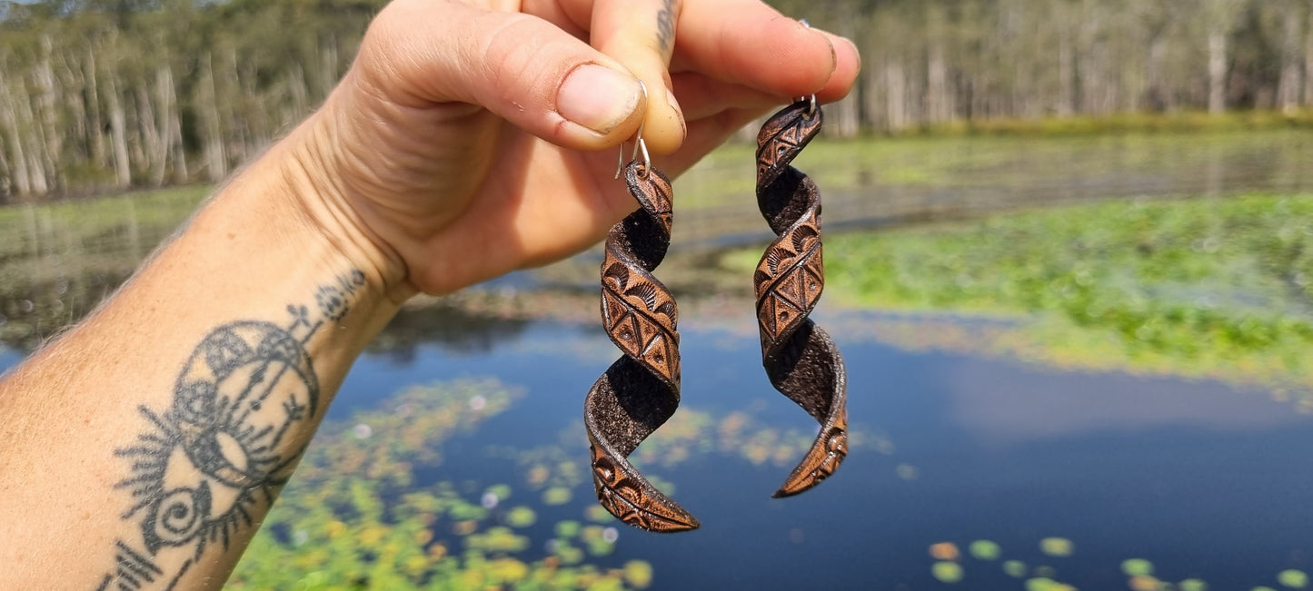 Tribal leather earrings