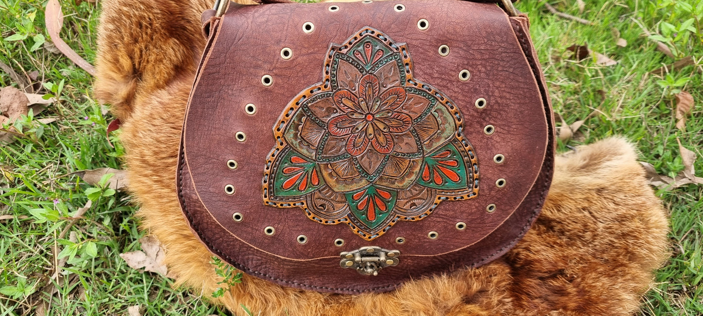 Carved Leather Handbag