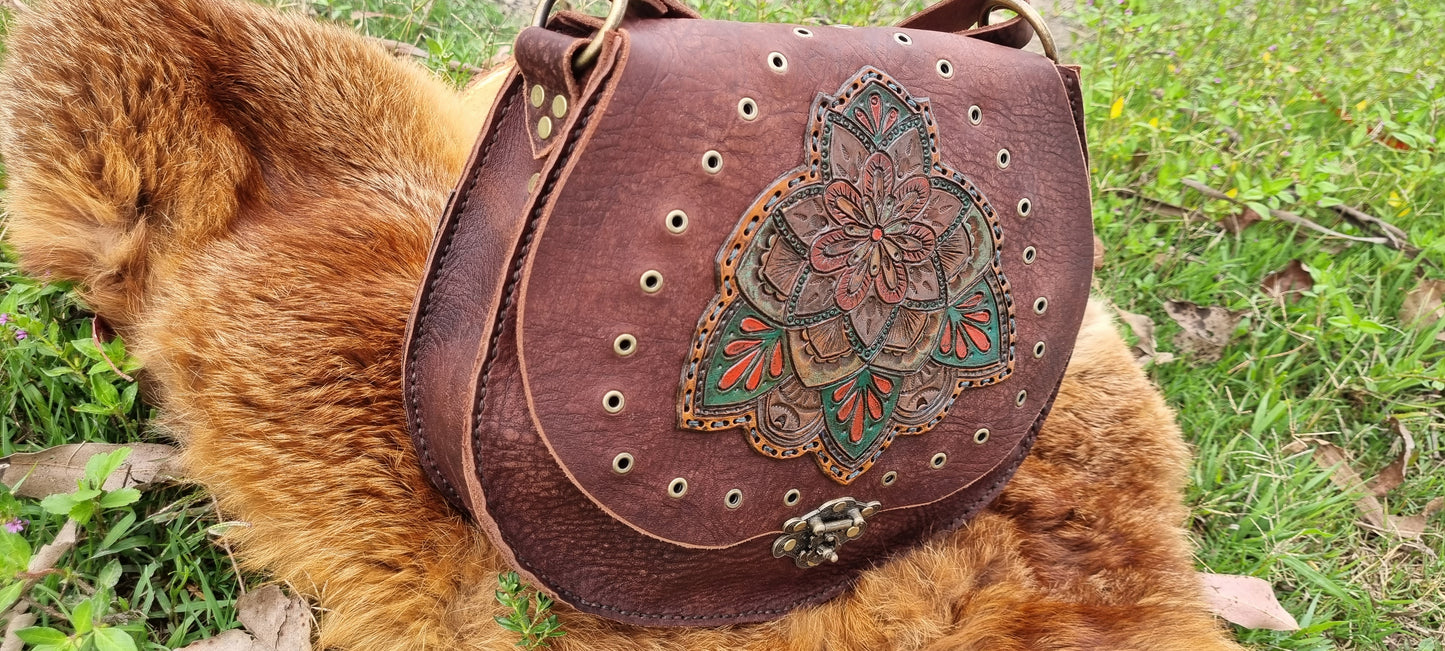 Carved Leather Handbag