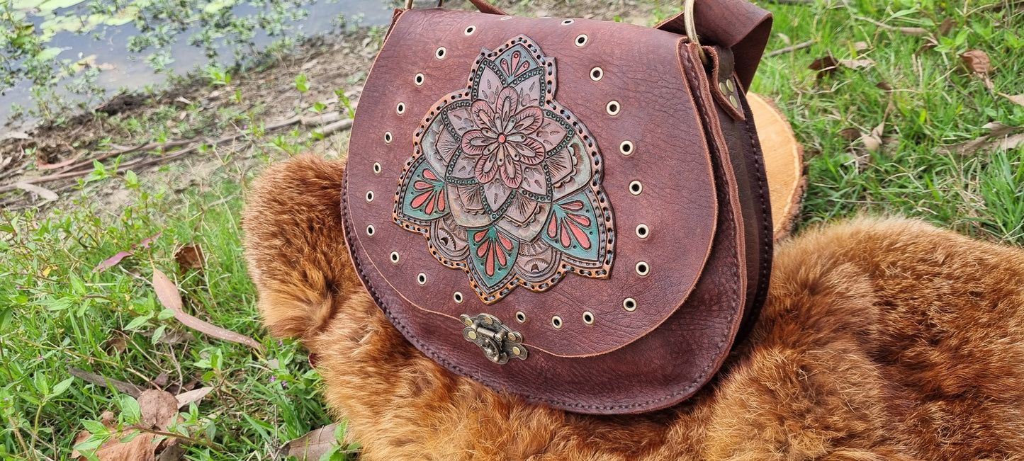 Carved Leather Handbag