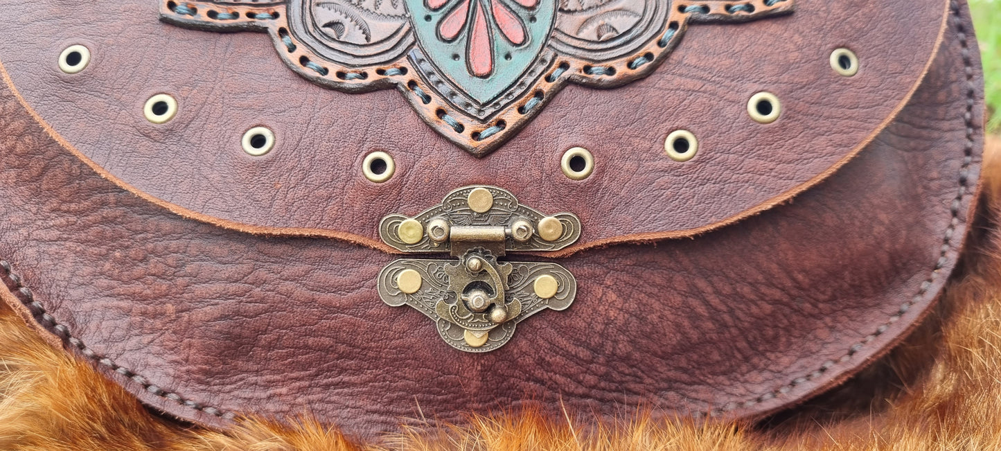 Carved Leather Handbag