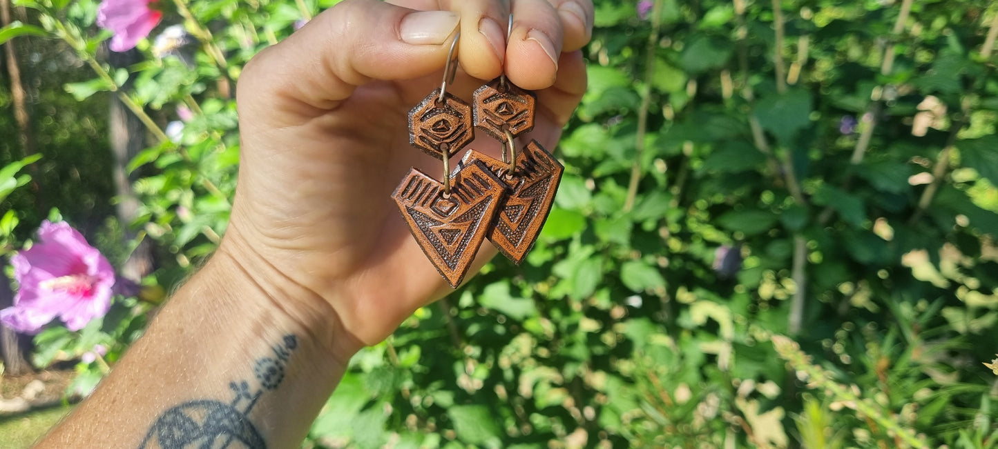 Tribal leather earrings