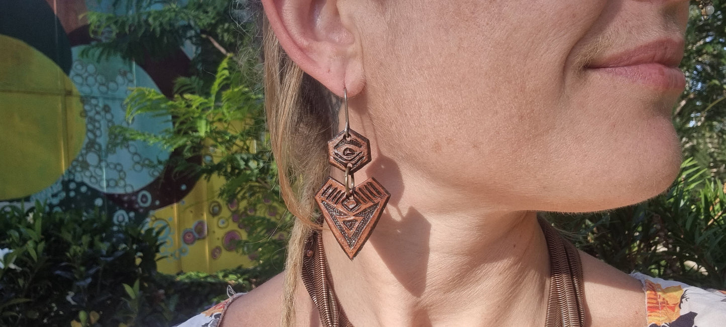 Tribal leather earrings