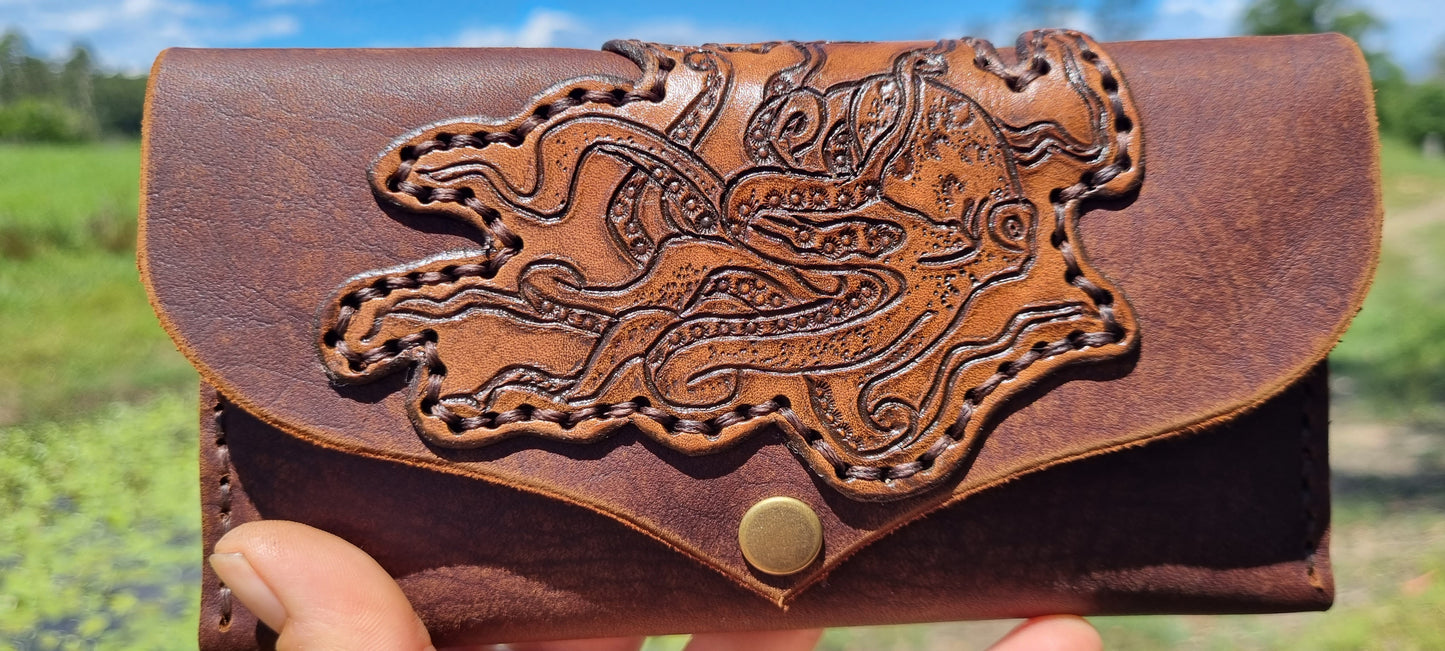 Carved octopus purse