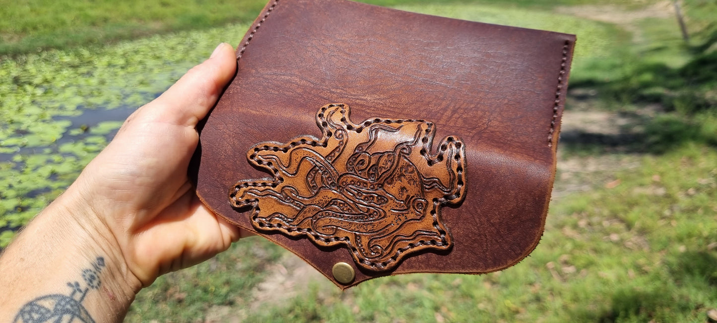 Carved octopus purse