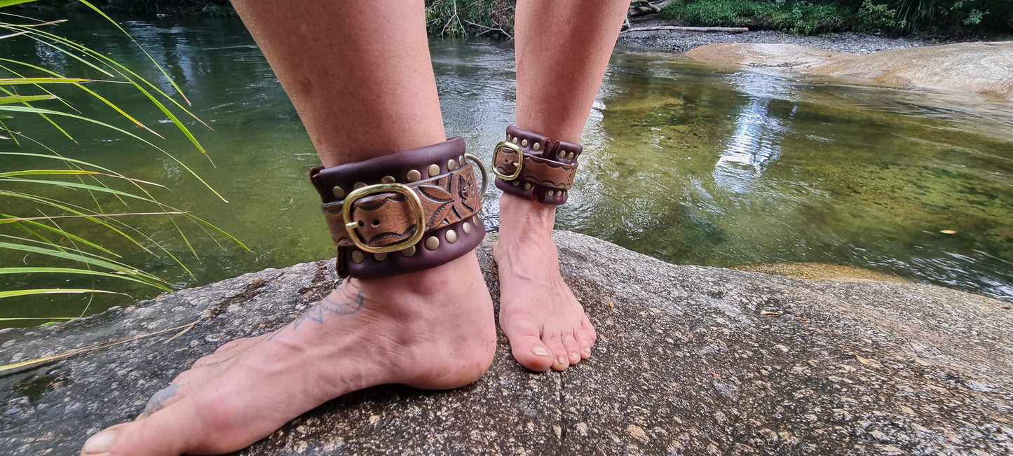 Leather Cuffs and Choker