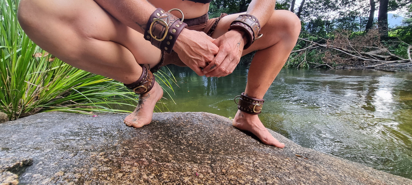 Leather Cuffs and Choker