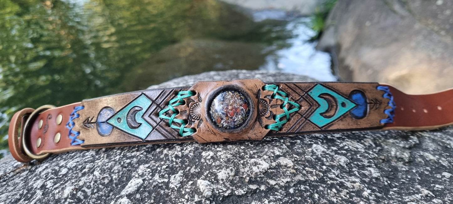 Carved Organite Dog Collar