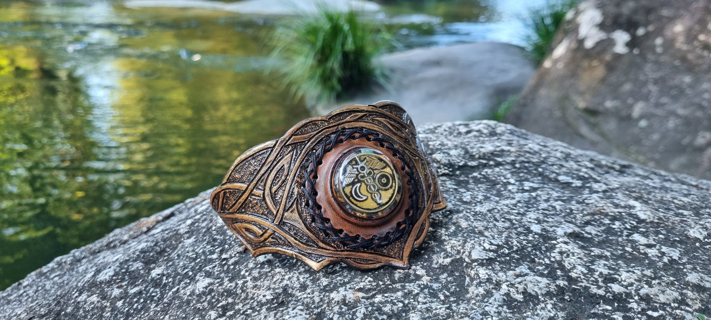 Carved leather organite choker/ necklace