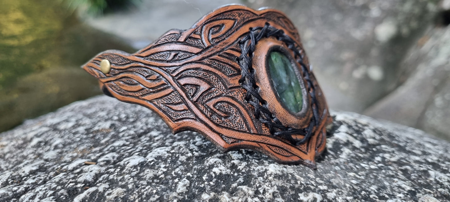 Carved leather choker/ necklace