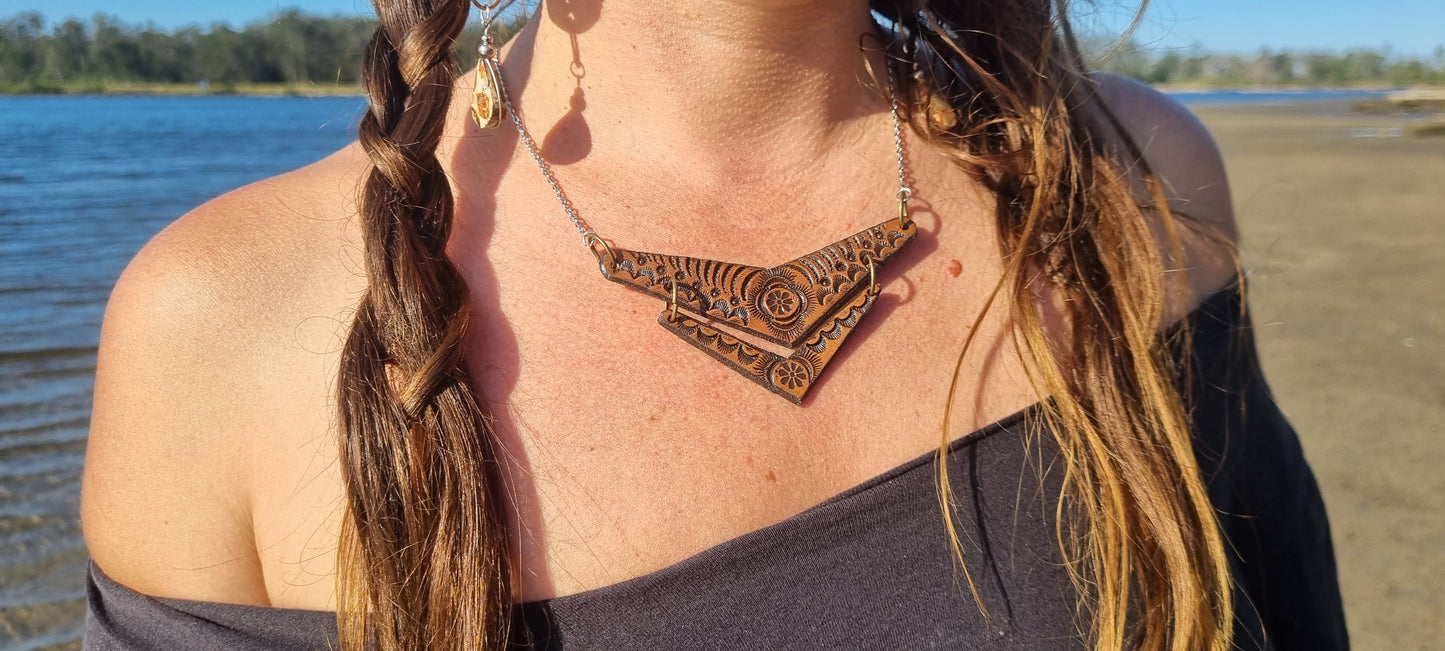 Tribal leather necklace