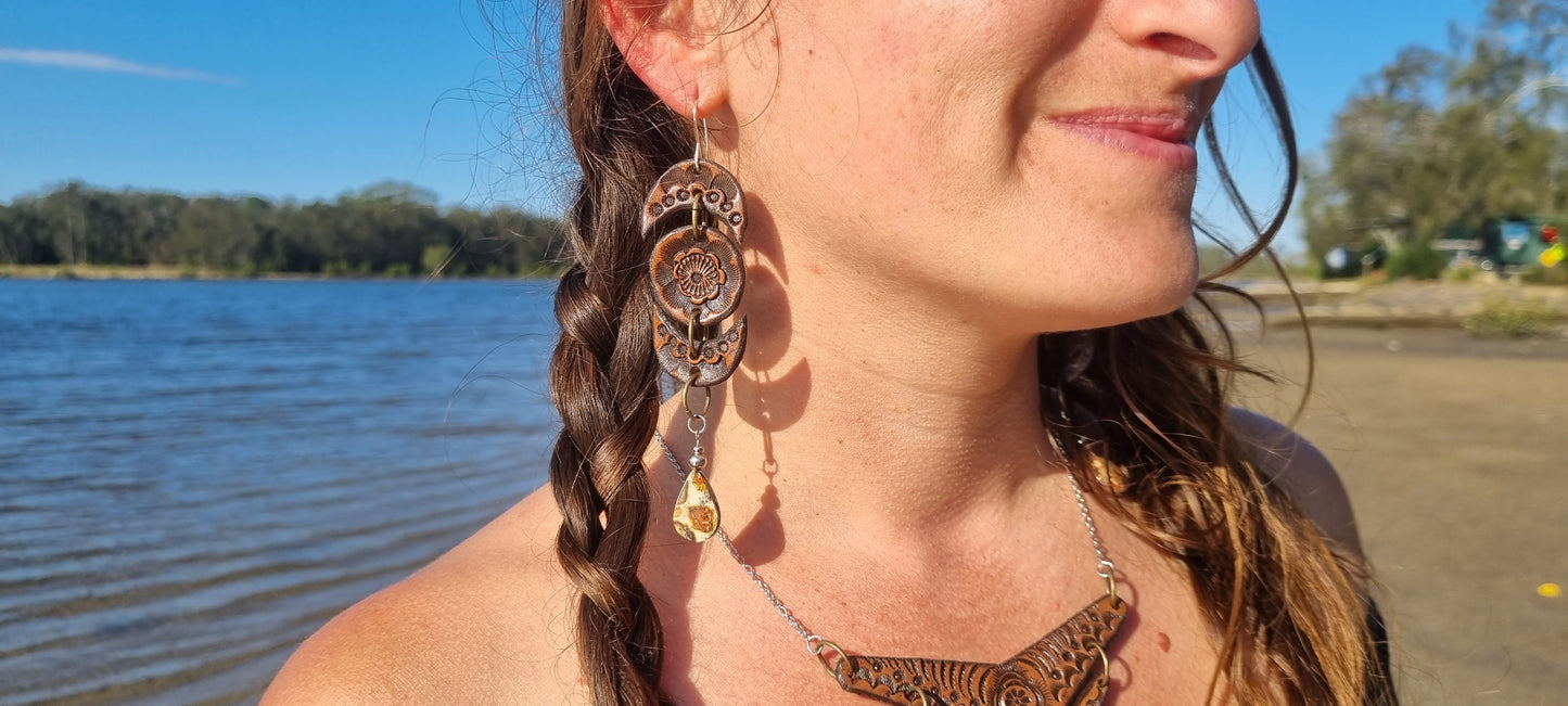 Tribal leather earrings