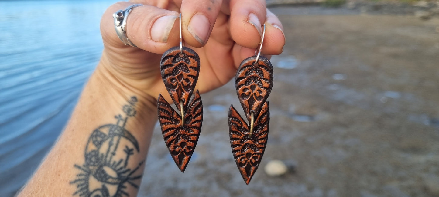 Tribal leather earrings