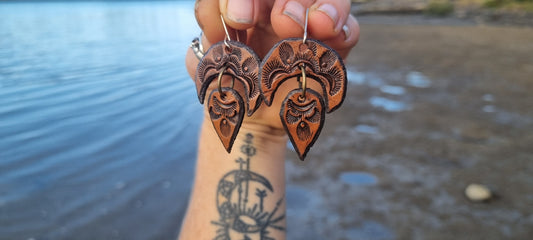 Tribal leather earrings